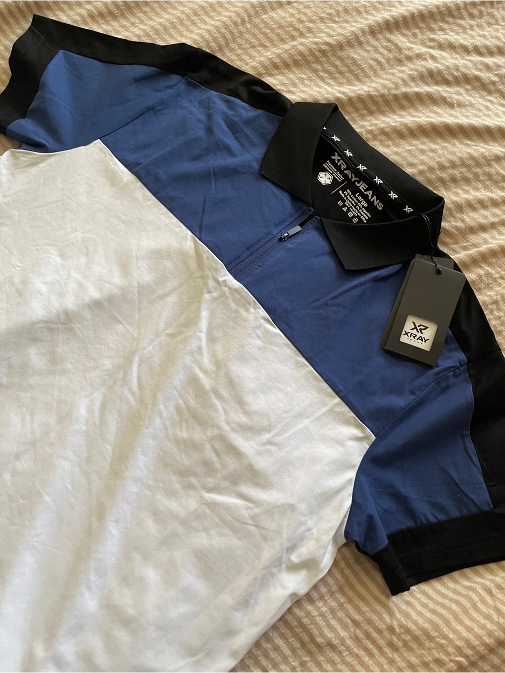 Men’s Blue & White Colorblock Polo Shirt